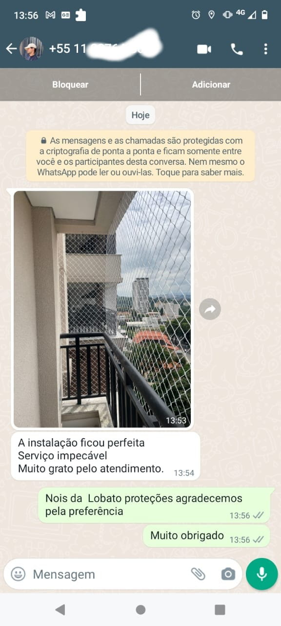 Feedback de cliente 3 - Lobato Redes de Proteção